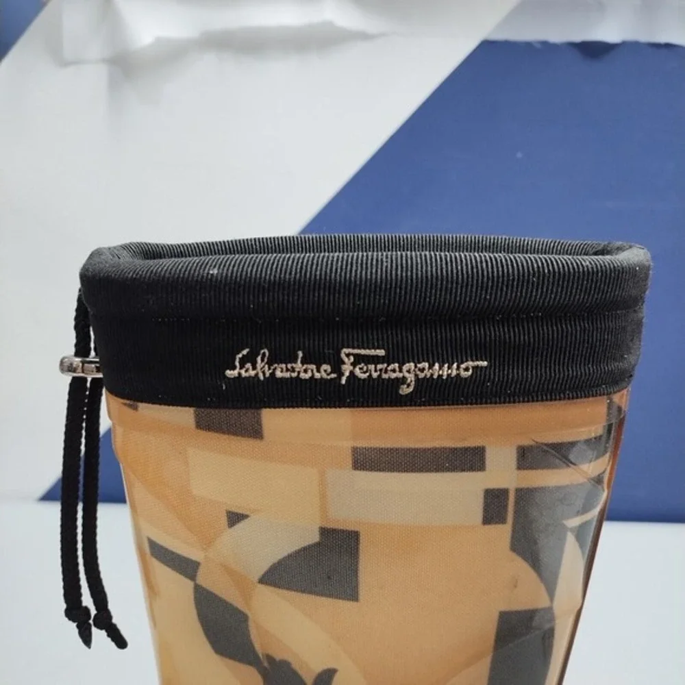 Salvatore Ferragamo Mid-Calf Rain Boots Womens‎ 7 Brown Logo Rubber Sole Pull On